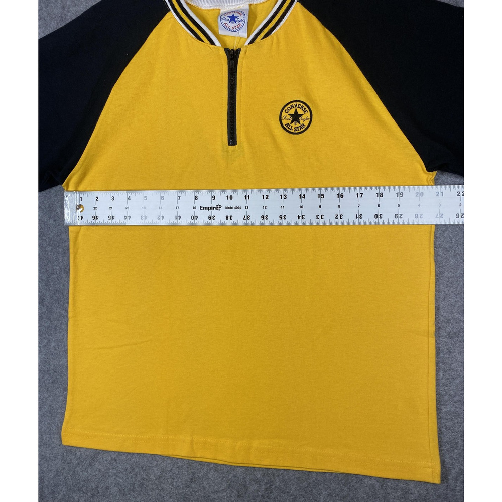 Vintage Converse Shirt Mens Extra Large Yellow Quarter Zip Made USA 80s 90s - Picture 2 of 10